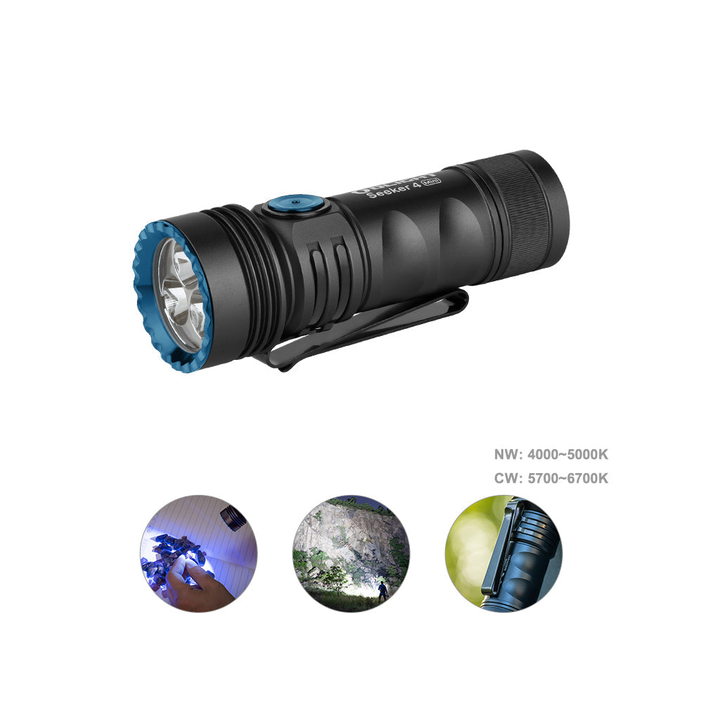 Olight Seeker 4 Mini 1200 Lumens Mini EDC Torch with White & UV Light