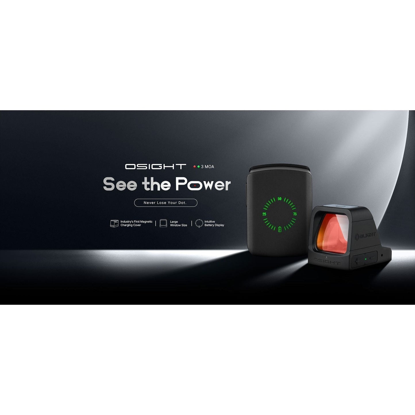 
                  
                    Olight Osight 3 MOA Rechargeable Dot Open Reflex Sight with Wireless Charging Cover
                  
                