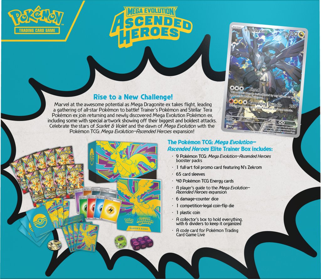 
                  
                    Pokémon TCG: Mega Evolution— Ascended Heroes Elite Trainer Box
                  
                