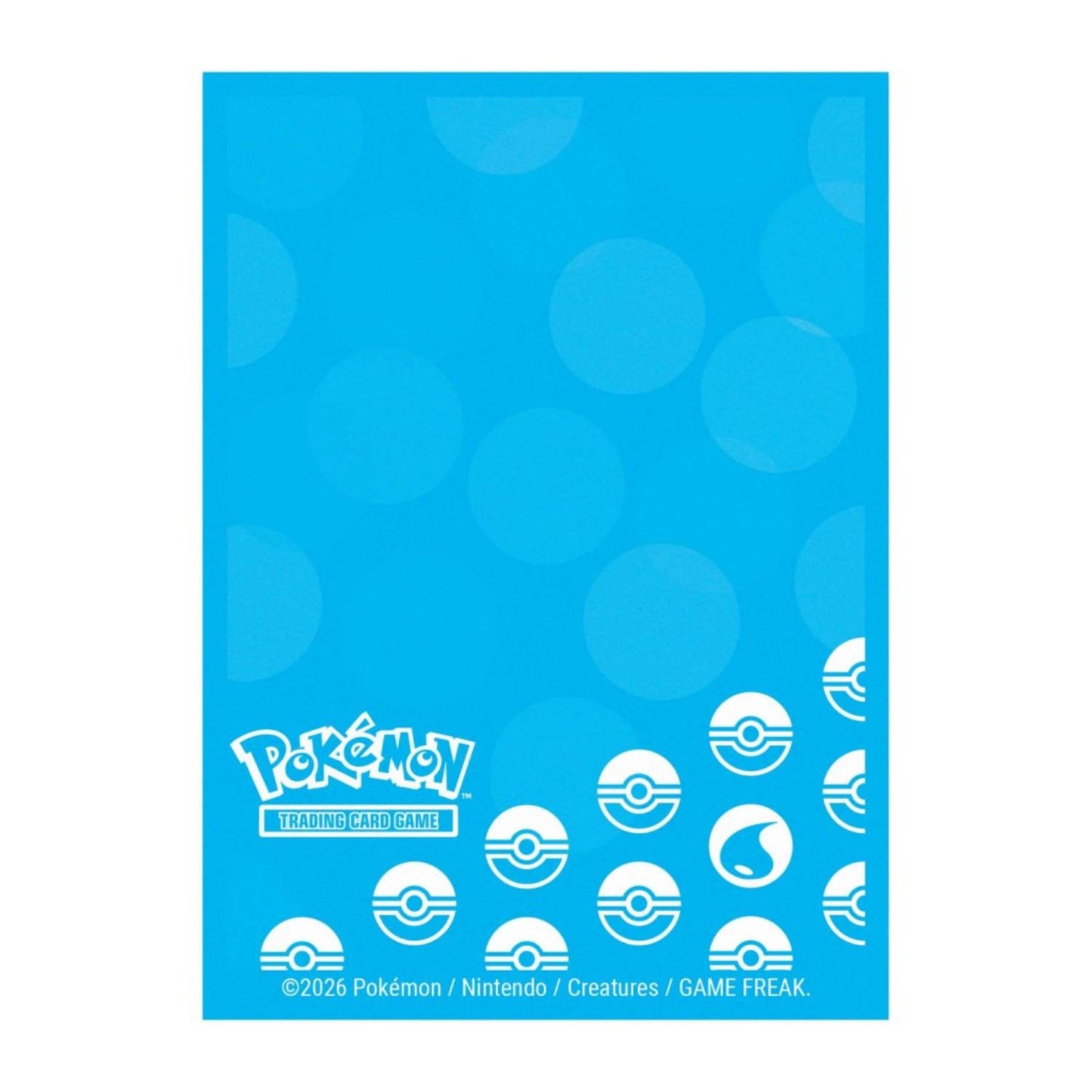 Blue card with Pokémon trading card game logo and symbols on a white background