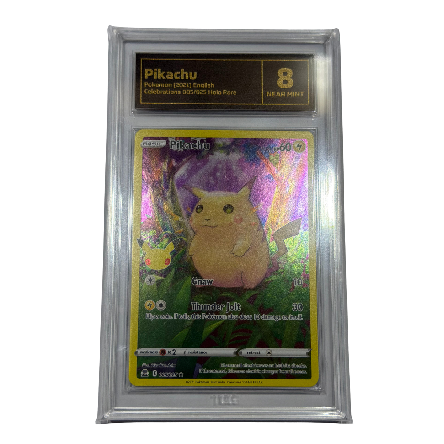 
                  
                    TCG Graded Pokemon Pikachu Celebrations Holo Rare 8 Near Mint
                  
                