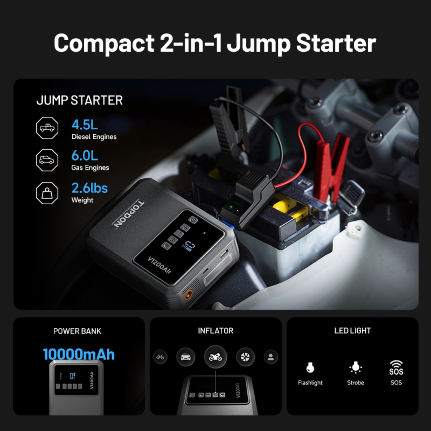 
                  
                    OSelect - TOPDON V Series Jump Starters: 3000A Power (V3000) & Air Compressor (V1200Air)
                  
                