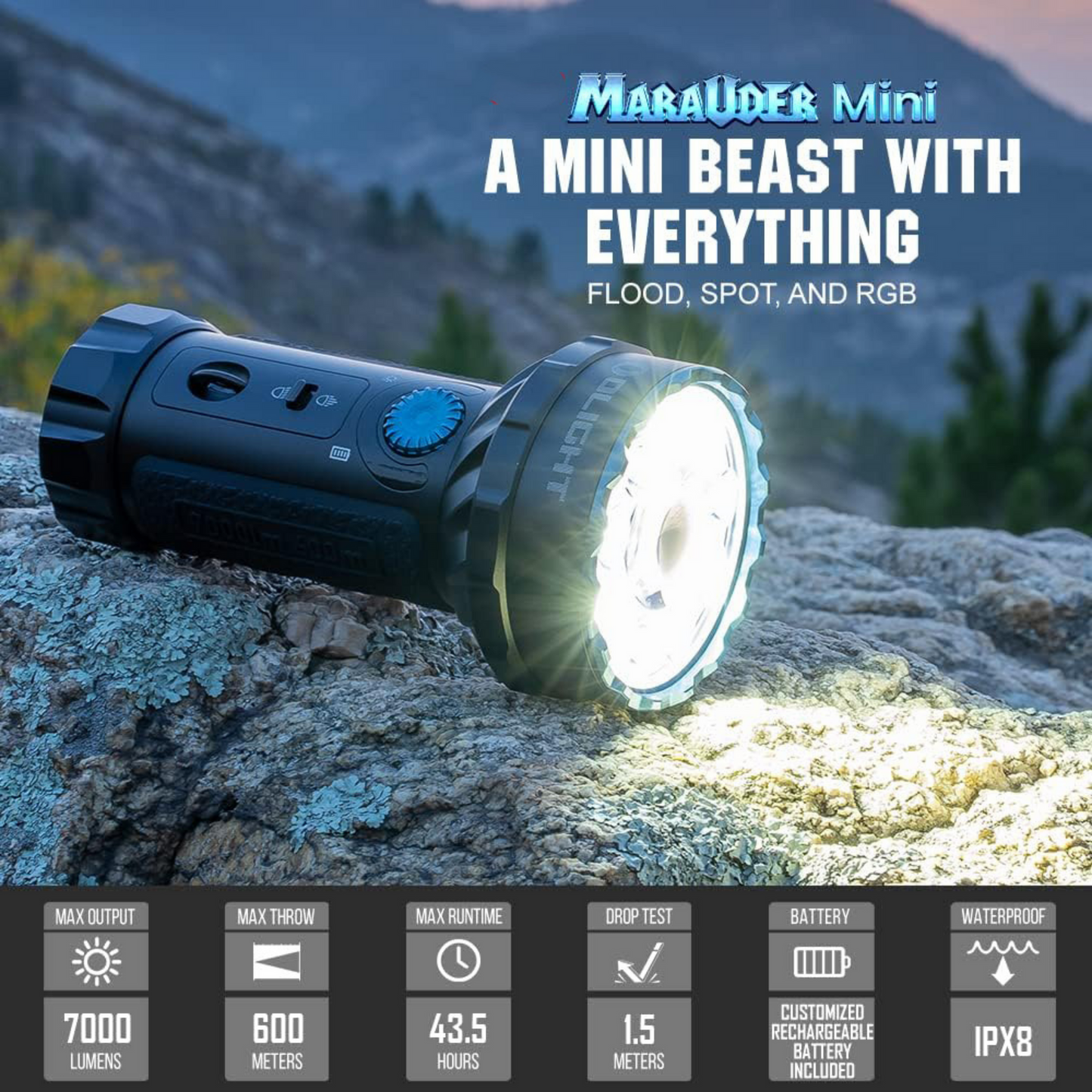 
                  
                    Olight Marauder Mini 7000 Lumens High Intensity RGB LED Torch - BLACK
                  
                