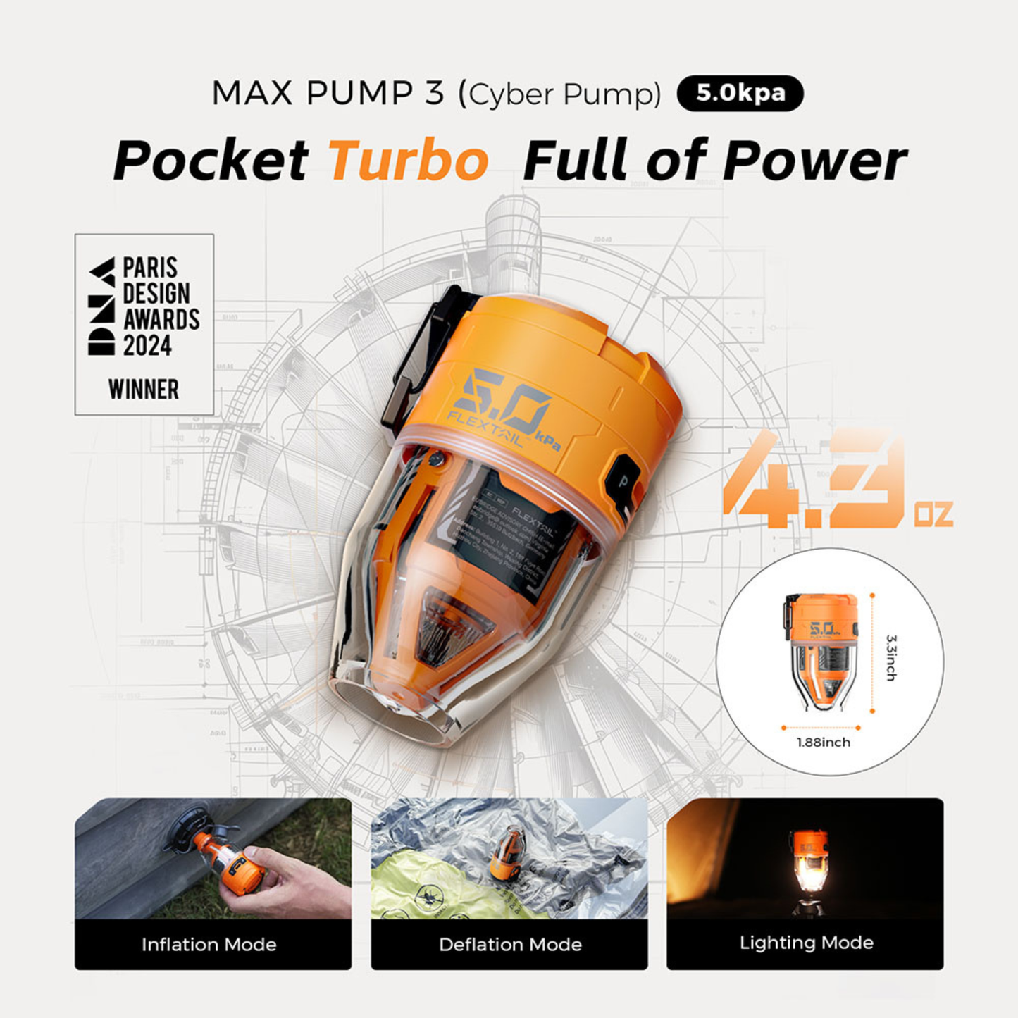 
                  
                    Max Pump 3 Portable Air Pump 5Kpa with Camping Light - OSelect
                  
                