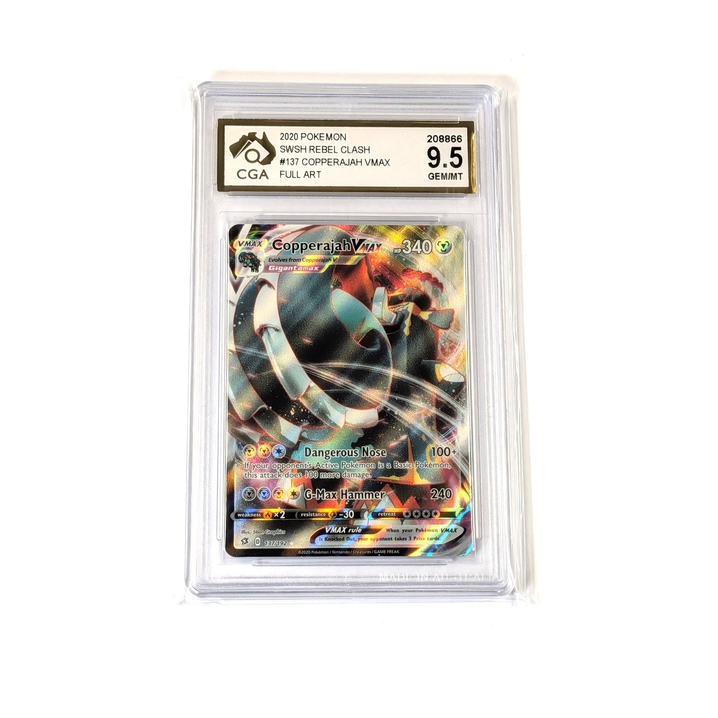 
                  
                    CGA Graded Pokemon SWSH: Rebel Clash #137 Copperajah VMAX - Graded 9.5
                  
                