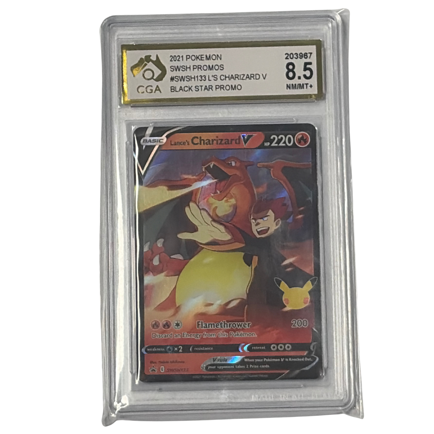 
                  
                    CGA Graded Pokemon SWSH Black Star Promo - #SWSH133 Lance's Charizard V - Graded 8.5
                  
                