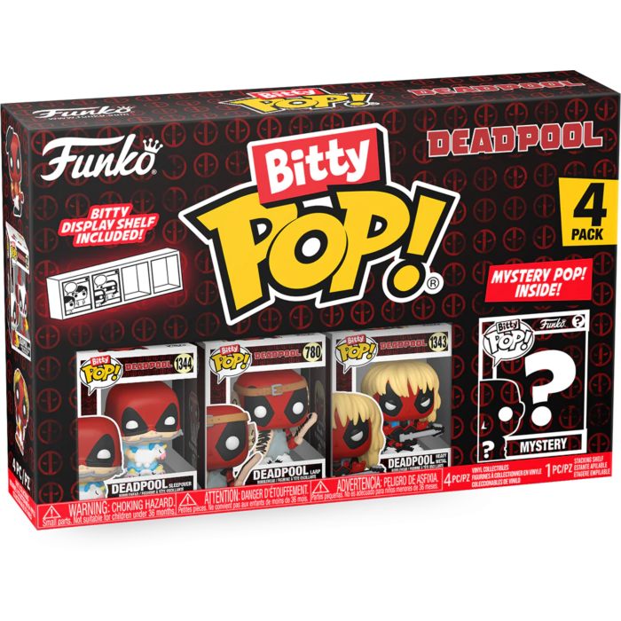 
                  
                    Deadpool - Deadpool (Sleepover), Deadpool (Larp), Deadpool (Heavy Metal) & Mystery Bitty Pop! Vinyl Figure 4-Pack
                  
                