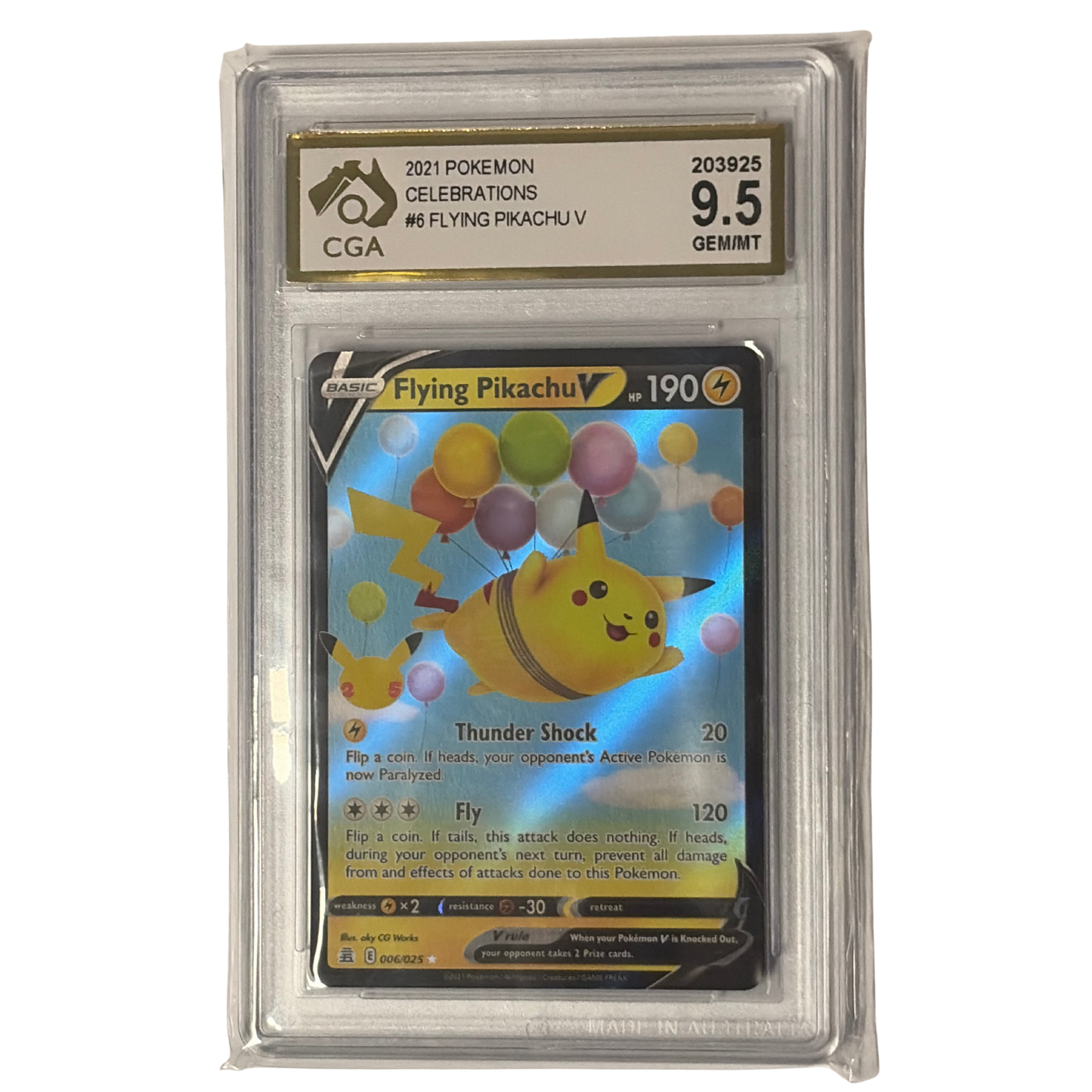 
                  
                    CGA Graded Pokemon Celebrations #6 Flying Pikachu V - Graded
                  
                