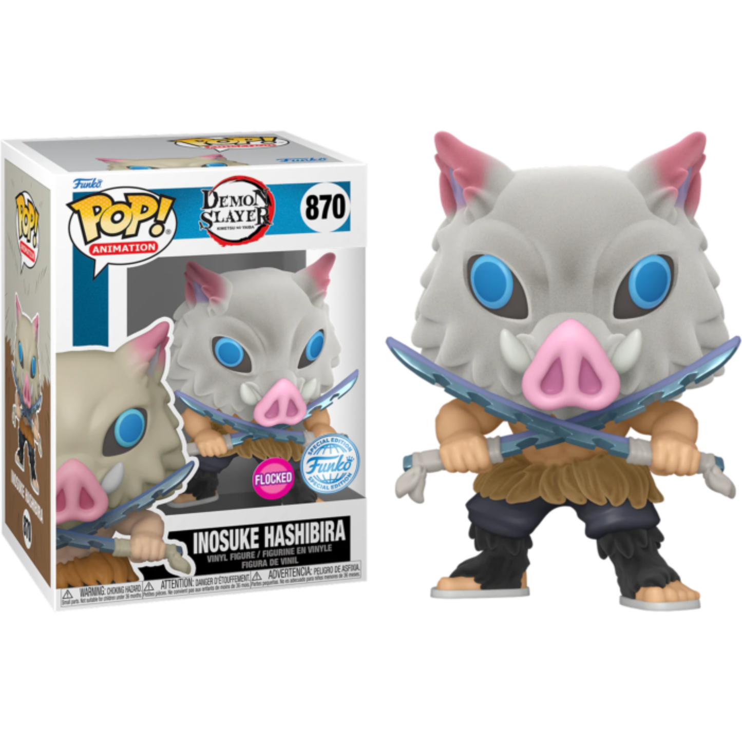 
                  
                    Demon Slayer - Inosuke Hashibira with Blades Crossed Flocked Pop! Vinyl Figure
                  
                