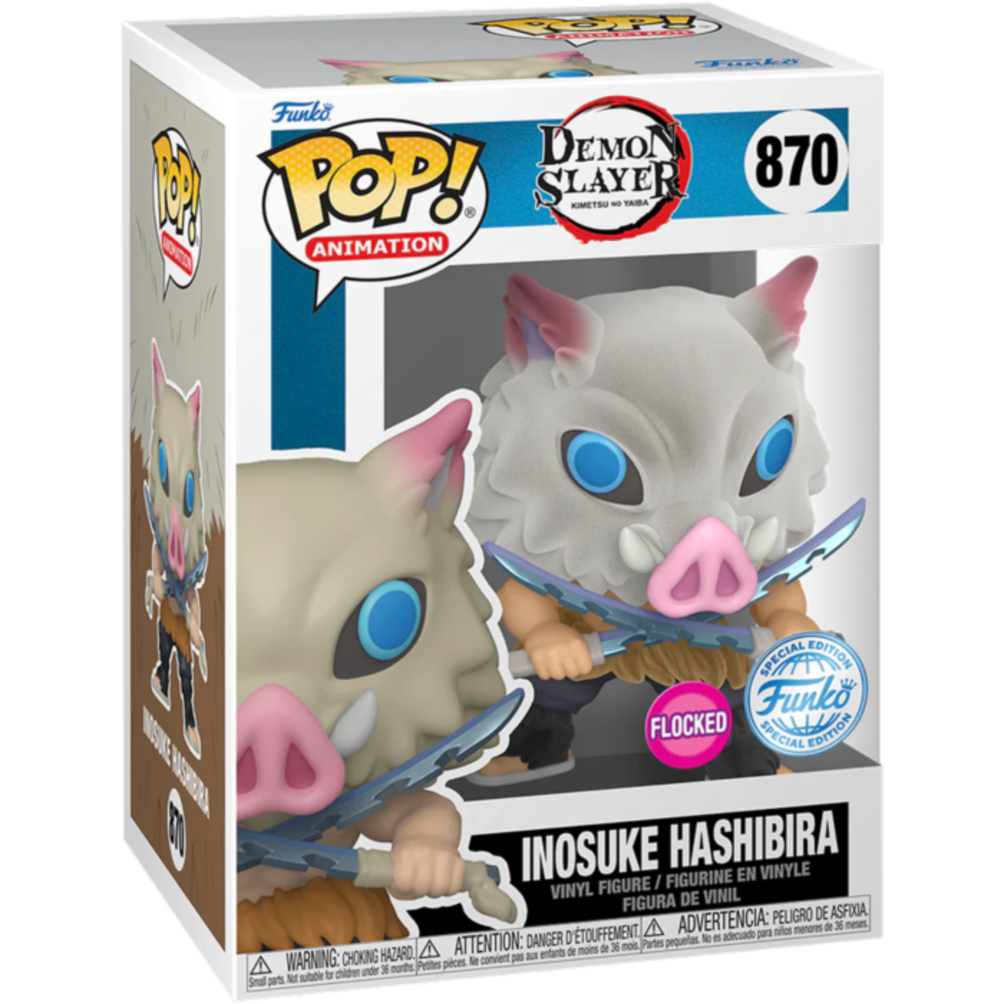 
                  
                    Demon Slayer - Inosuke Hashibira with Blades Crossed Flocked Pop! Vinyl Figure
                  
                