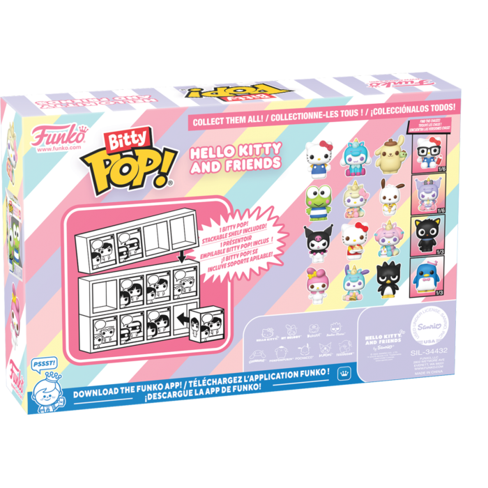 
                  
                    Hello Kitty (Classic), Cinnamoroll (Unicorn), Pompompurin & Mystery Chase Bitty Pop! Vinyl Figure 4-Pack
                  
                