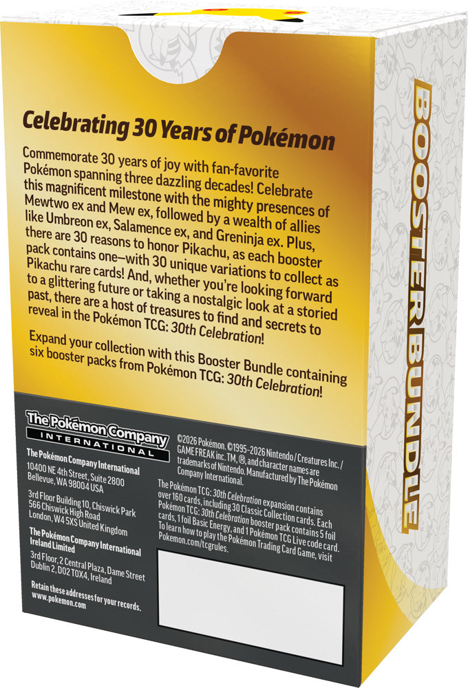 
                  
                    Pokémon TCG: 30th Celebration Booster Bundle
                  
                