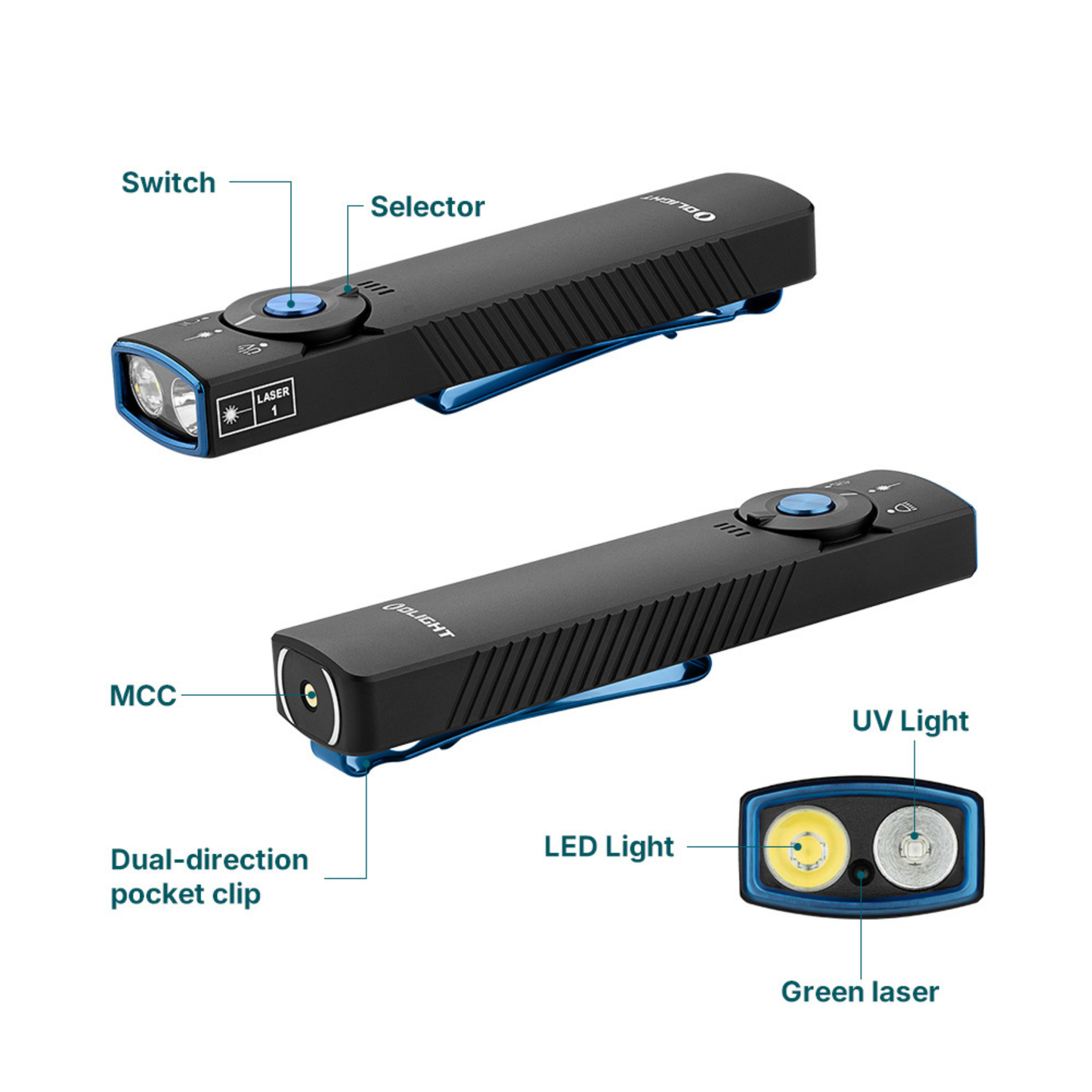 
                  
                    Olight Arkfeld Pro Portable EDC Flashlight With White Light & Green Laser & UV
                  
                