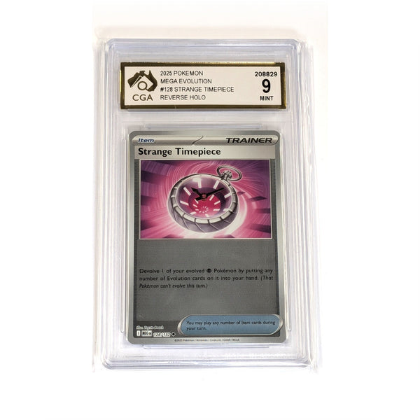 CGA Graded Pokemon ME01: Mega Evolution #128 Strange Timepiece - Graded 9