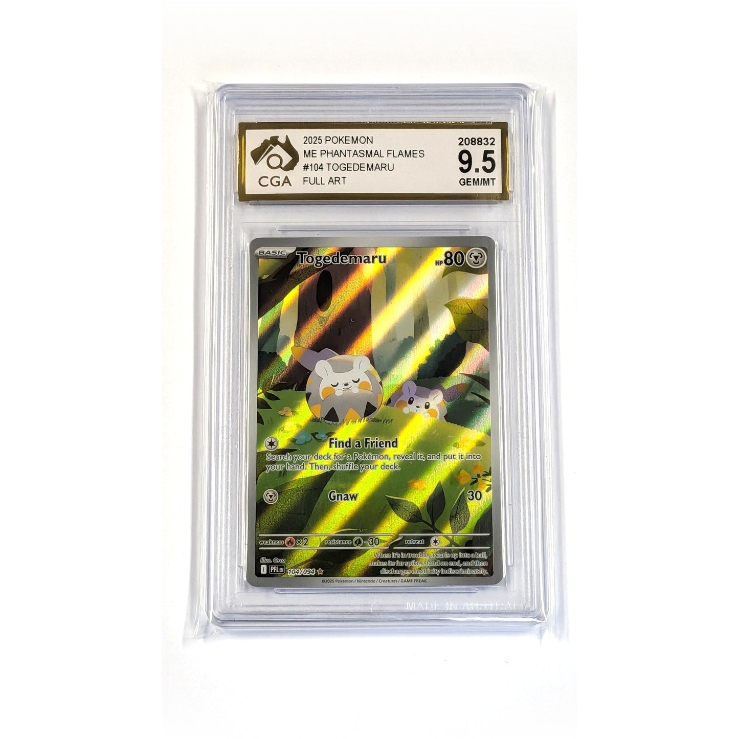 
                  
                    CGA Graded Pokemon ME02: Phantasmal Flames #104 Togedemaru - Graded
                  
                