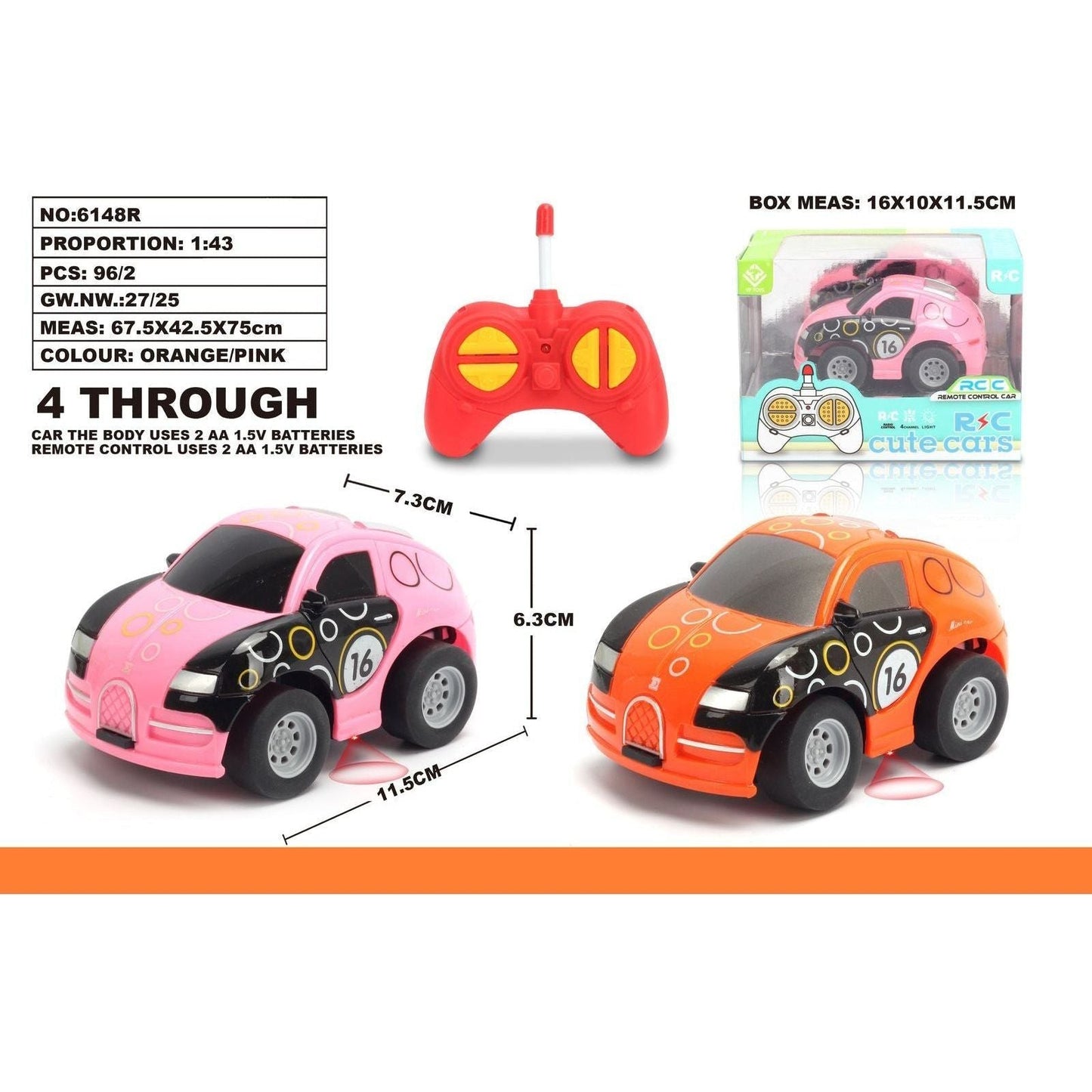 1:43 Q version Bugatti graffito car Pink Body, (Requires AA