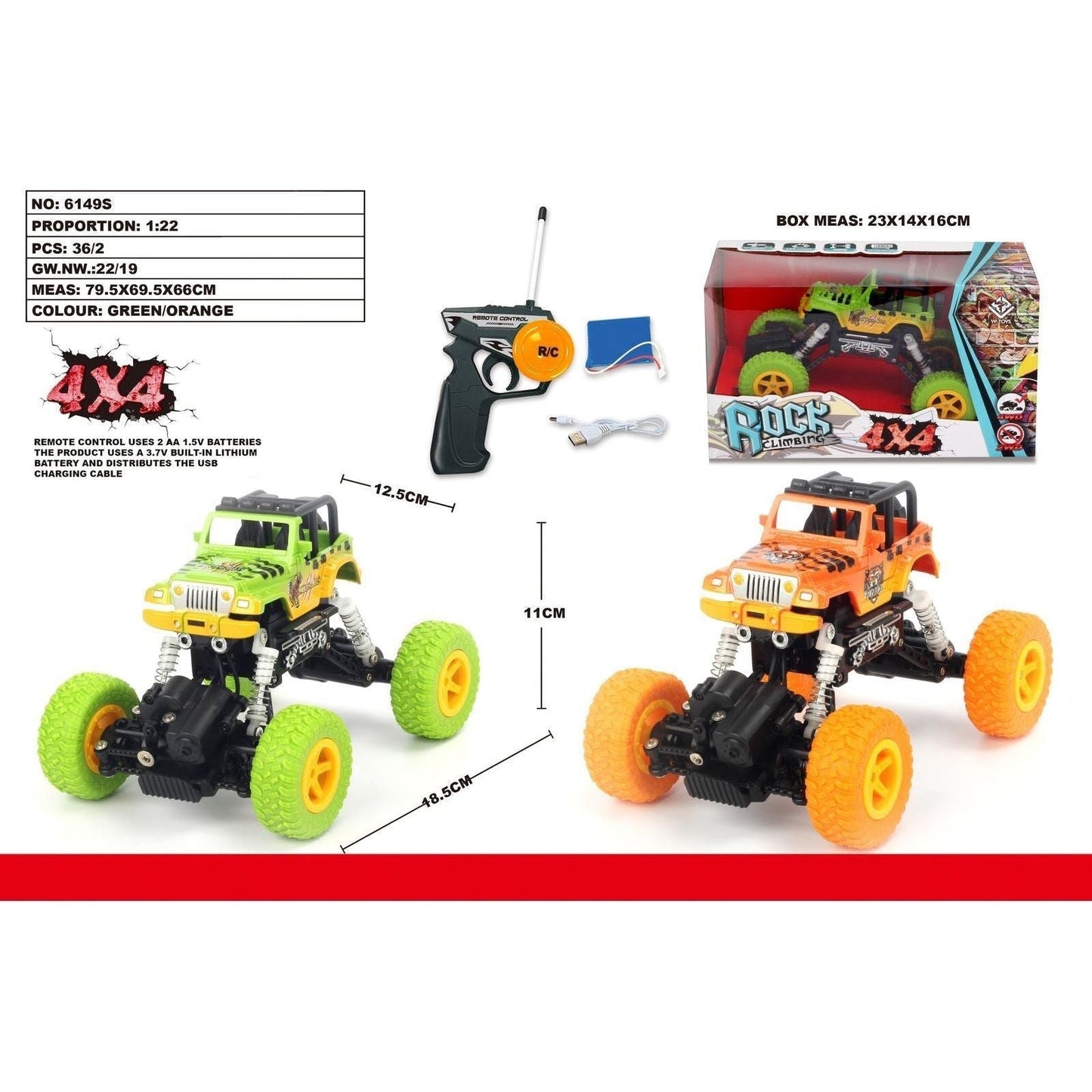 1:22 4WD graffito Jeep climber Orange