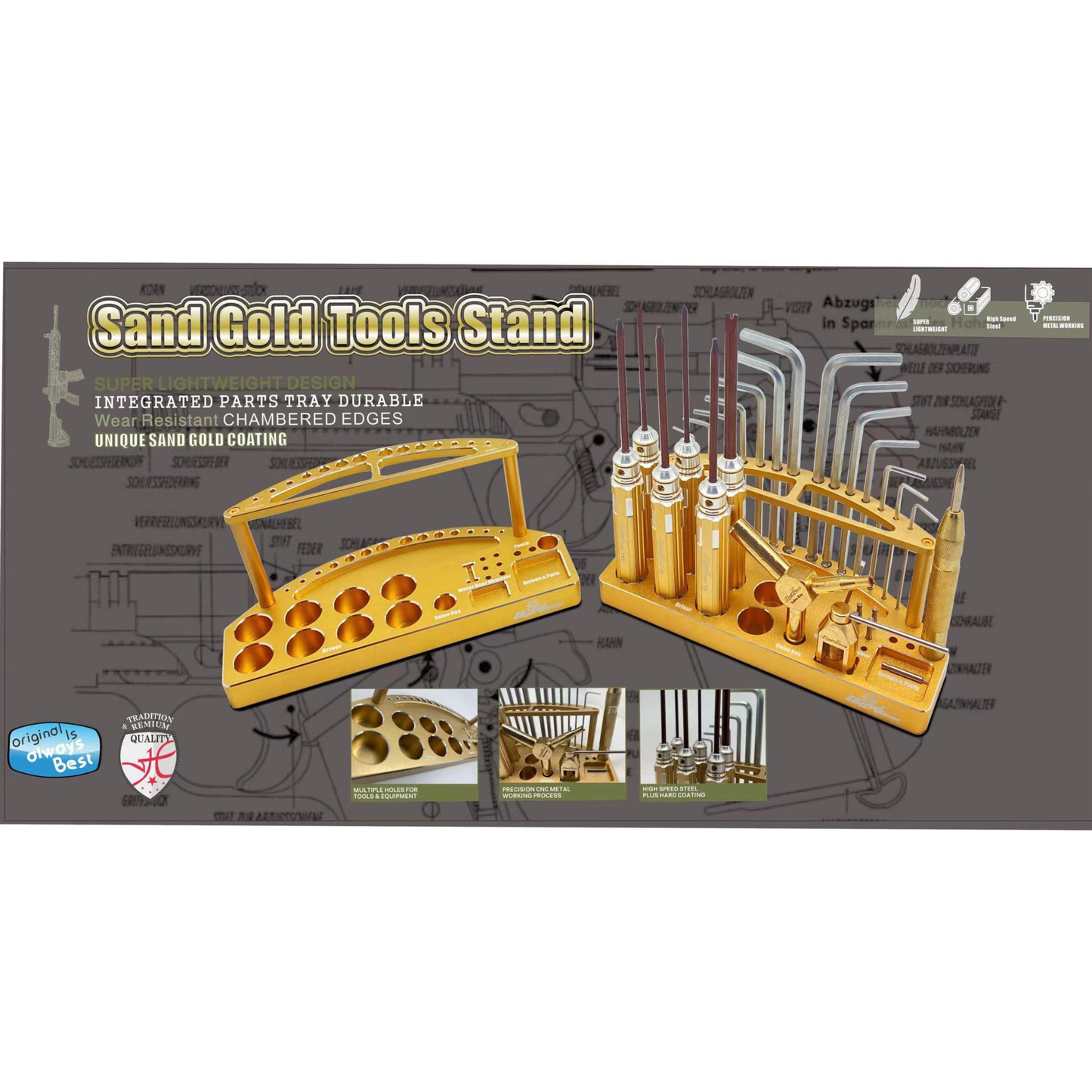 
                  
                    Heavy Duty Gold Tool Set & Stand
                  
                