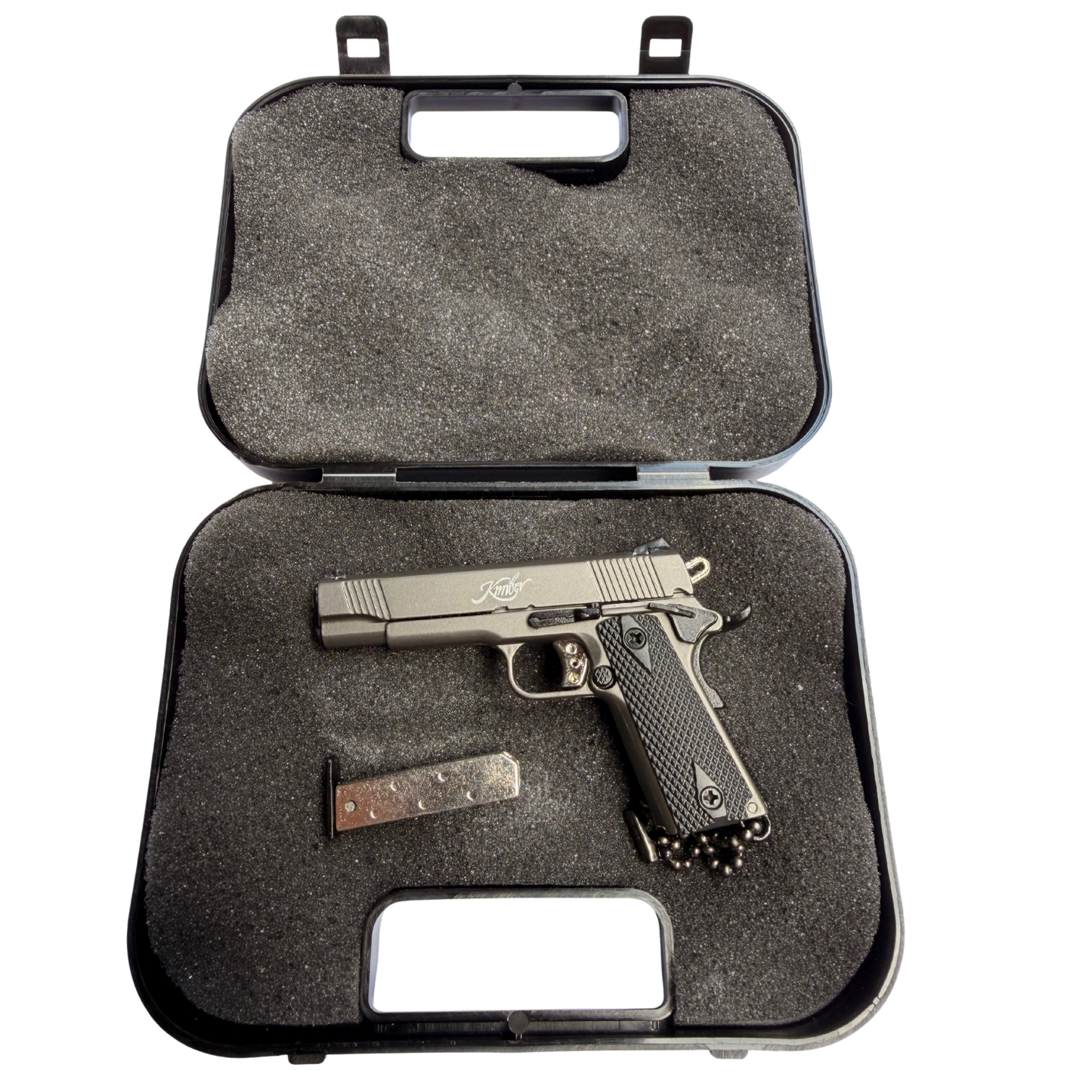 
                  
                    Mini 1911 Kimber Keychain – Slide Action with Imitation Round
                  
                