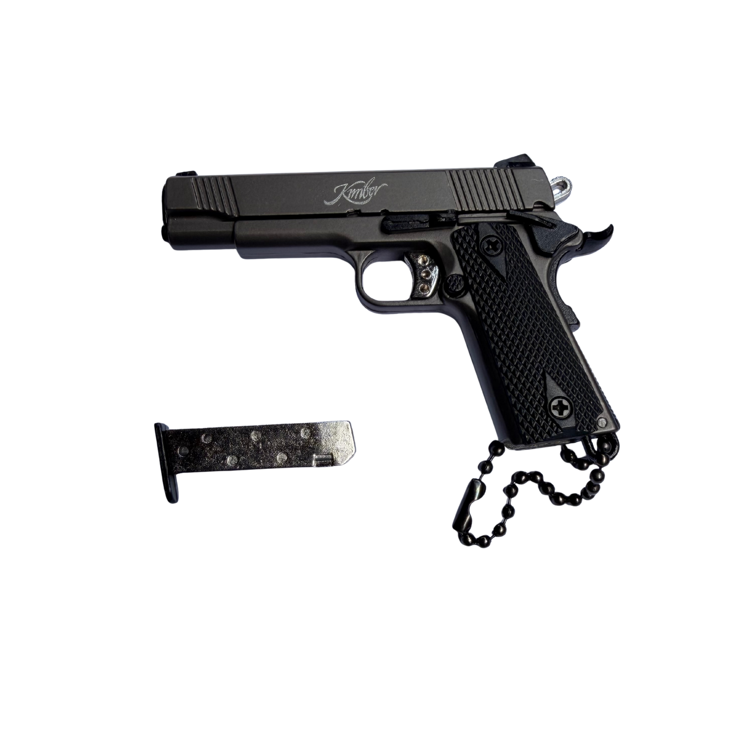 
                  
                    Mini 1911 Kimber Keychain – Slide Action with Imitation Round
                  
                