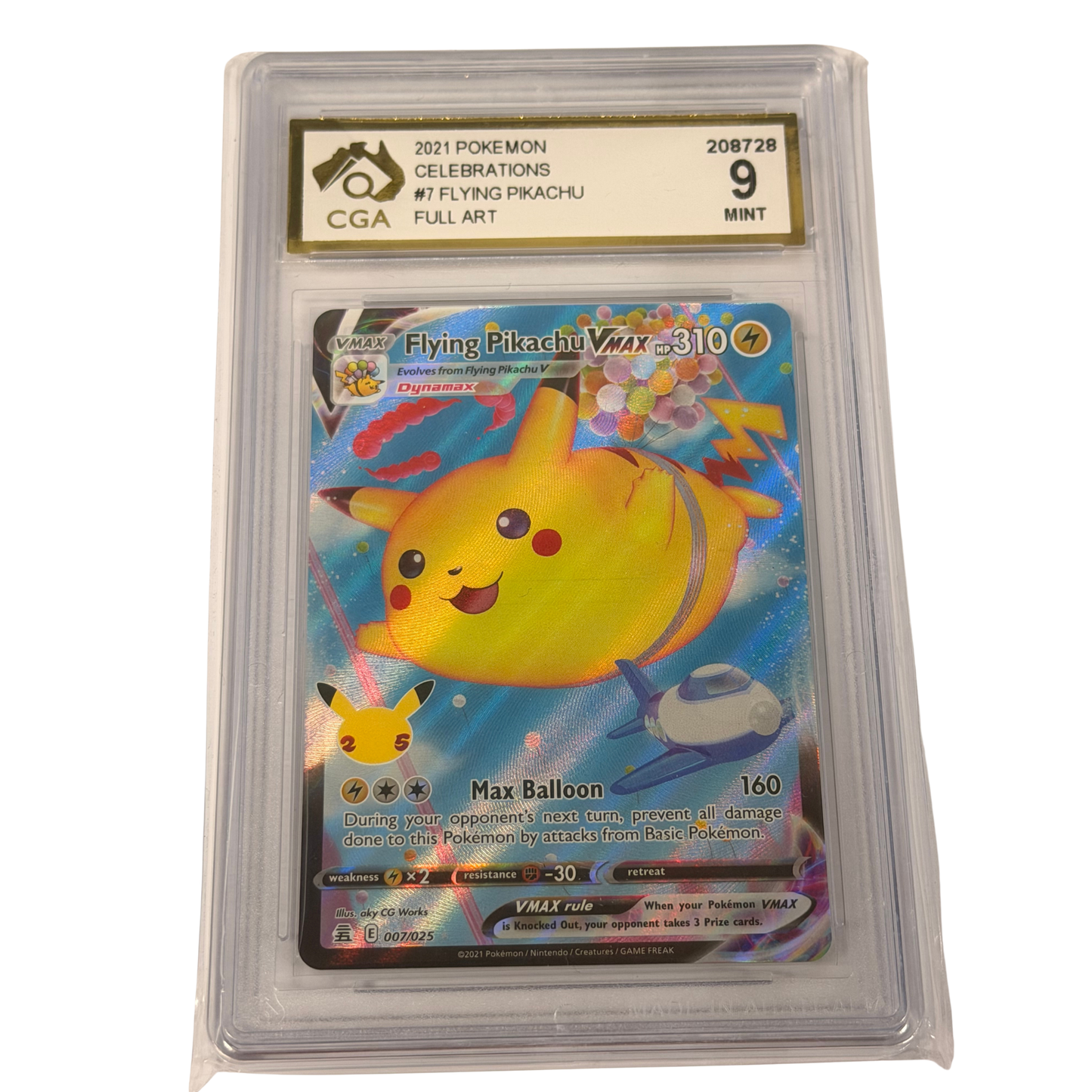 
                  
                    CGA Graded Pokemon 25th Aniversary: Celebrations #007 Flying Pikachu VMAX - Graded 9
                  
                