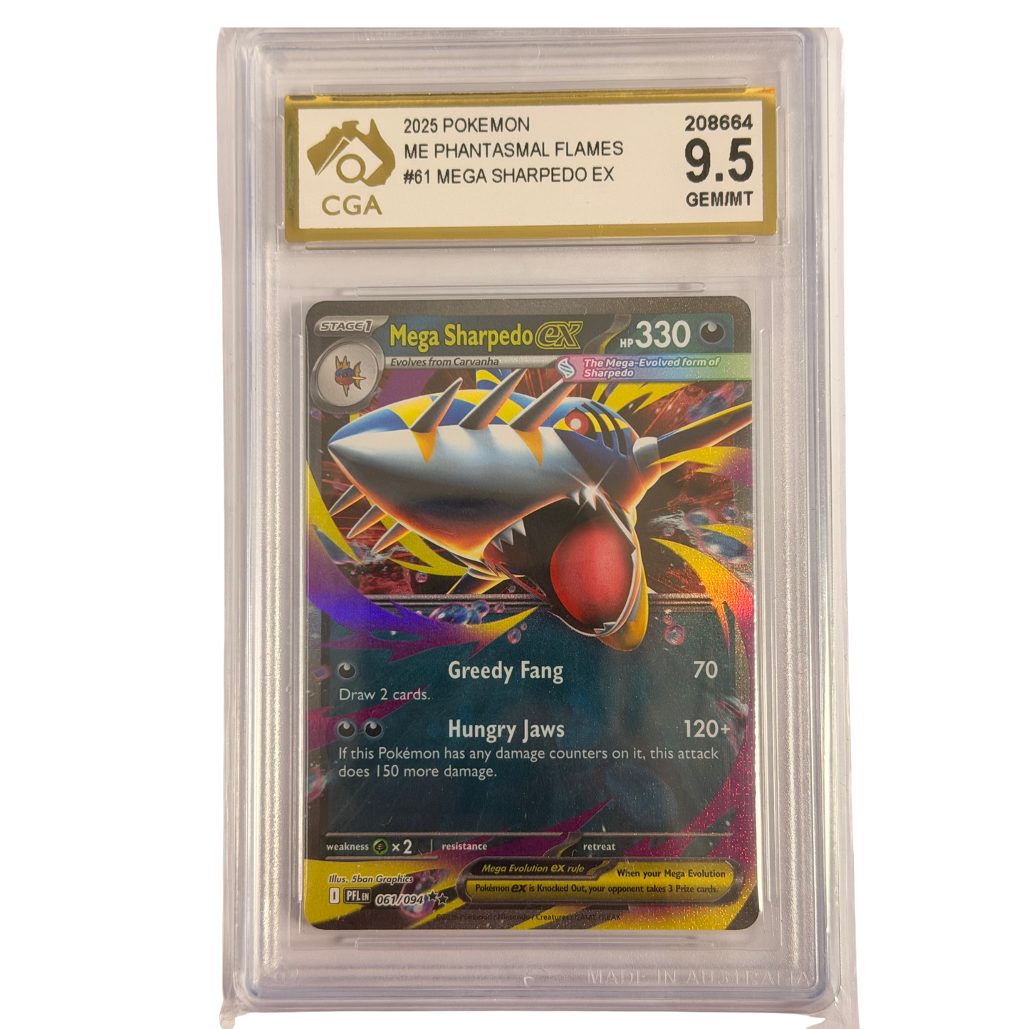 
                  
                    CGA Graded Pokemon ME02: Phantasmal Flames #061 Mega Sharpedo ex - Graded 9.5
                  
                