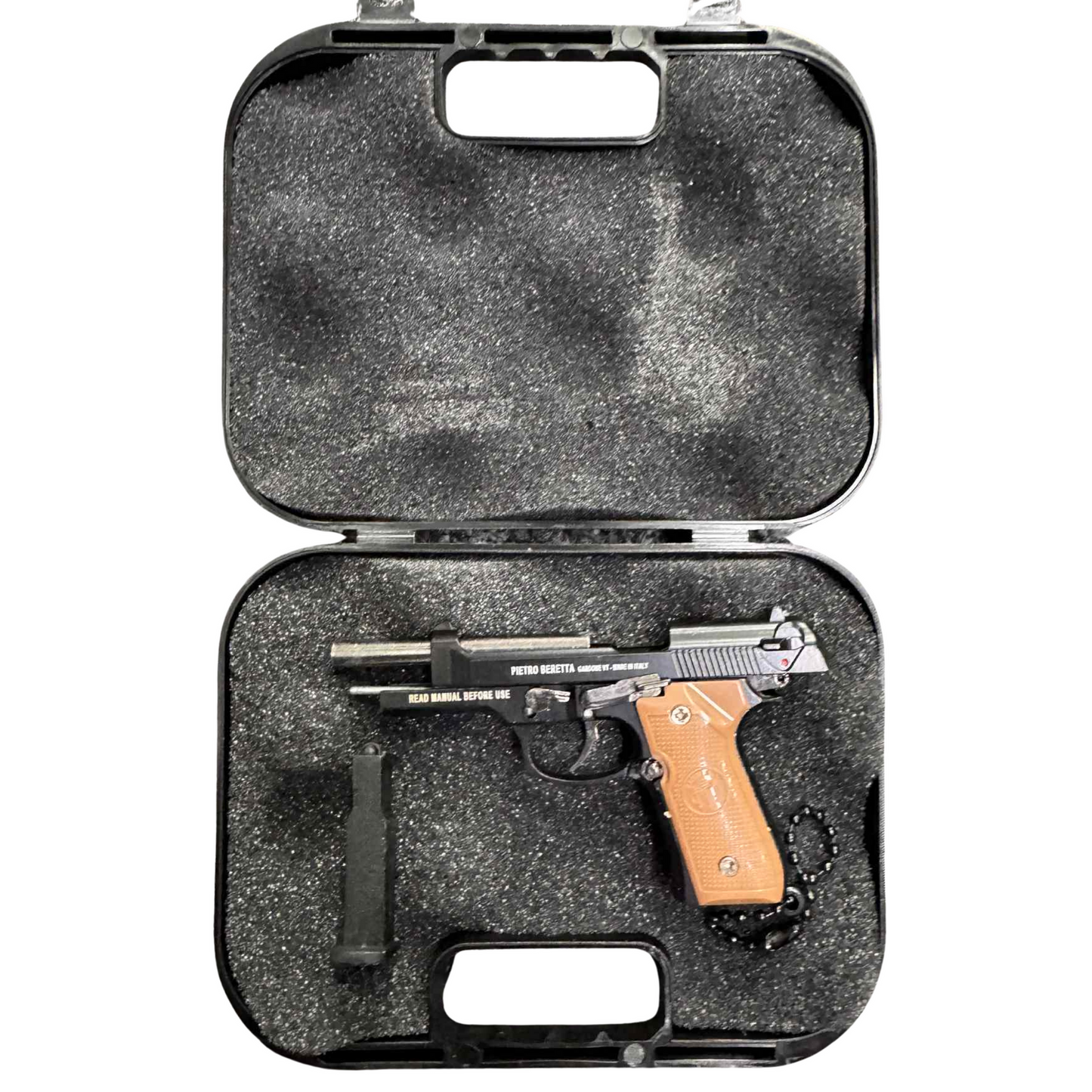 
                  
                    Mini M92 Beretta Keychain – Functional Slide with Imitation Round
                  
                