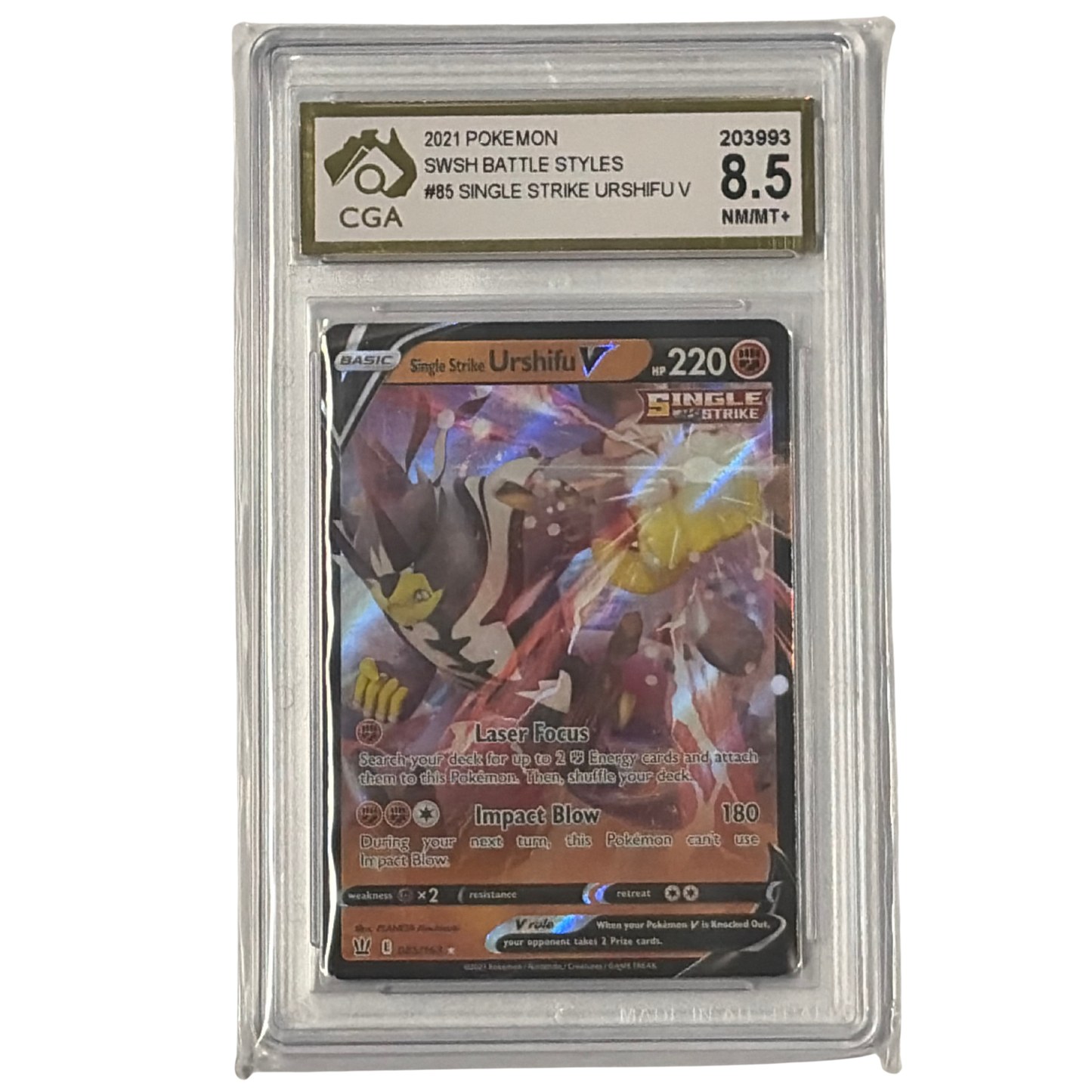 
                  
                    CGA Graded Pokemon Sword & Shield - Battle Styles #85 Single Strike Urshifu V - Grade 8.5
                  
                