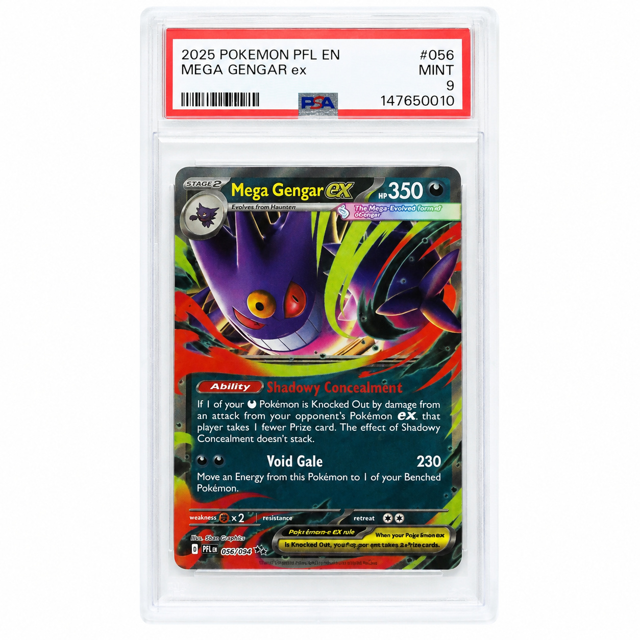 
                  
                    2025 Pokémon Mega Gengar ex #056/094 Phantasmal Flames PSA 9
                  
                