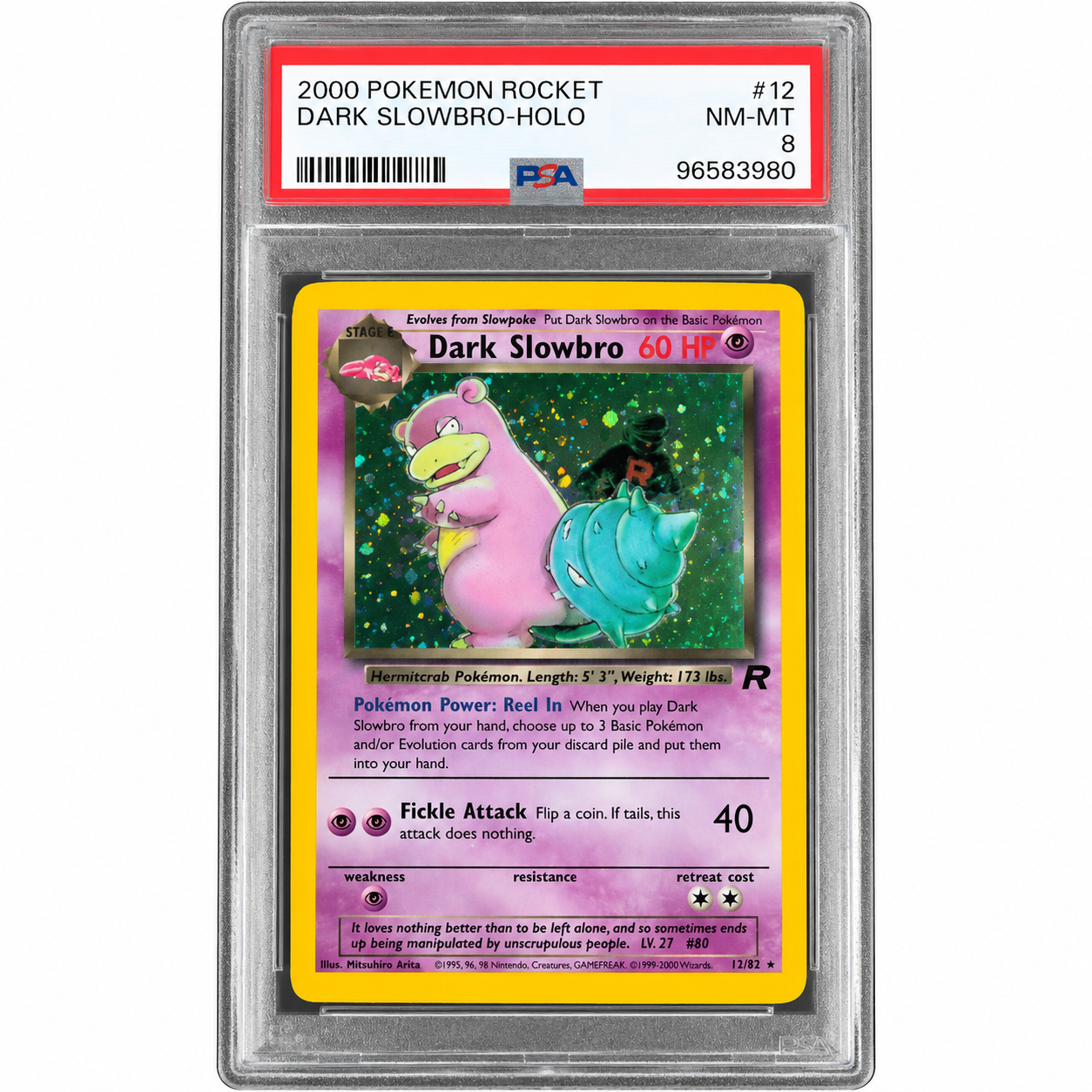 PSA 8 Dark Slowbro Holo 12/82 — 2000 Pokémon Team Rocket