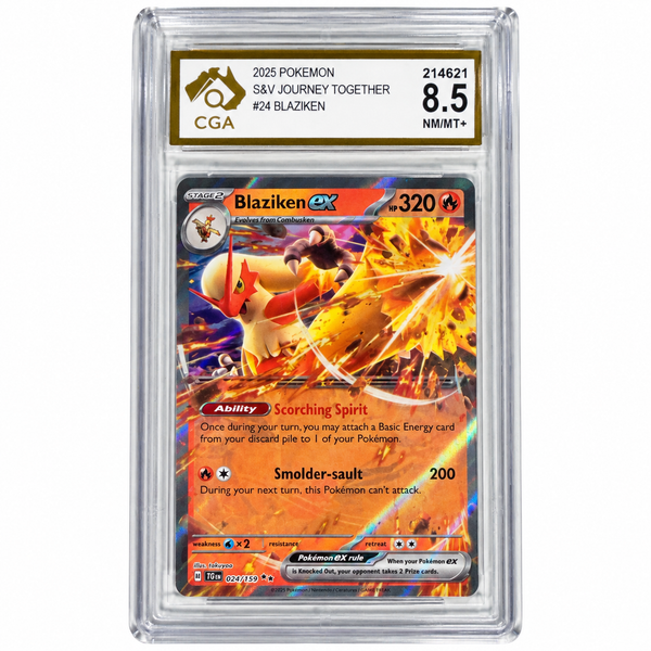 Pokémon Blaziken ex #024/159 Journey Together 2025 CGA 8.5 NM/MT+