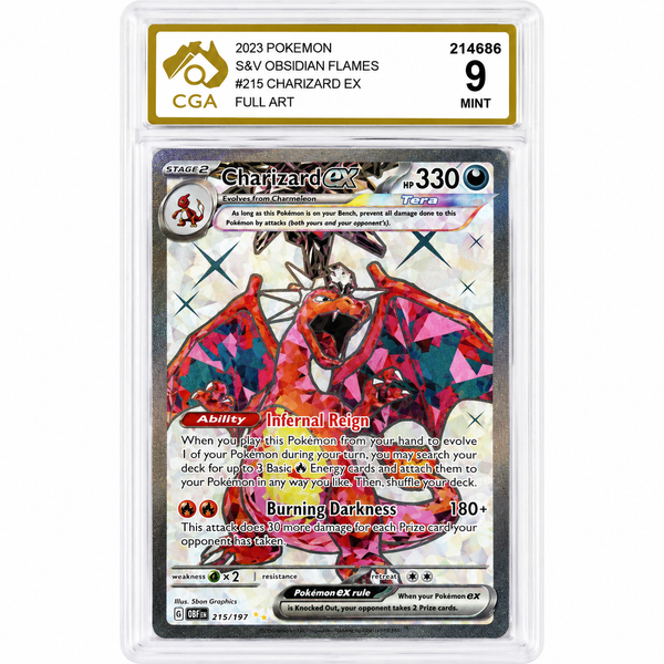 2023 Pokémon Charizard ex #215/197 Obsidian Flames Full Art CGA 9 MINT