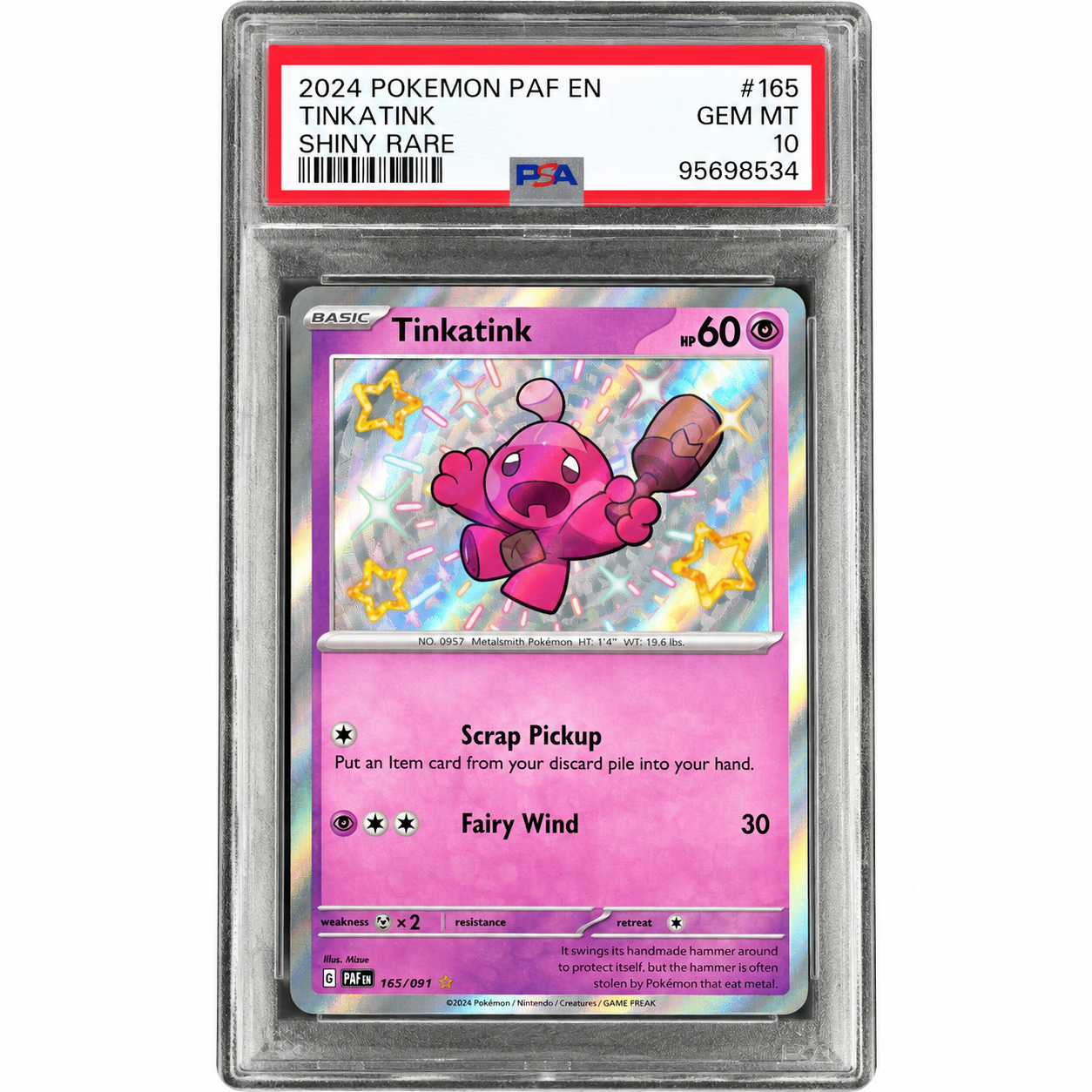 PSA 10 Tinkatink Shiny Rare 165/091 — 2024 Pokémon Paldean Fates