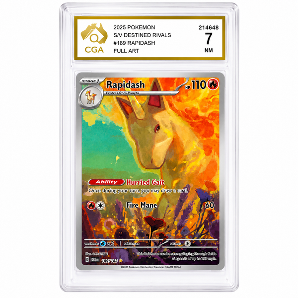 Pokémon Rapidash #189/182 Illustration Rare – Destined Rivals – CGA 7 NM