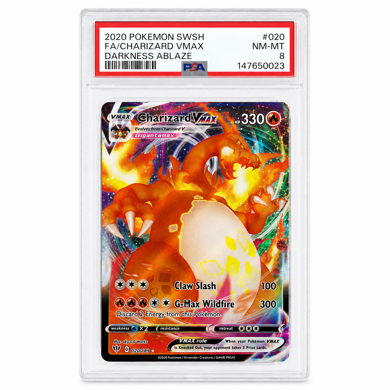 2020 Pokémon Darkness Ablaze Charizard VMAX 020/189 PSA 8