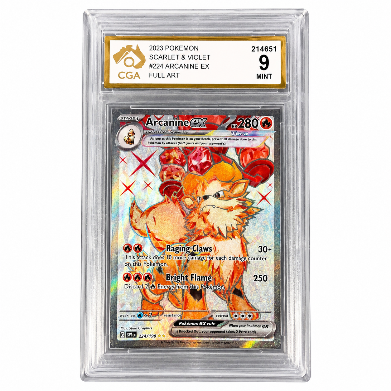 CGA 9 Mint Arcanine ex 224/198 Full Art — Pokémon Scarlet & Violet 2023
