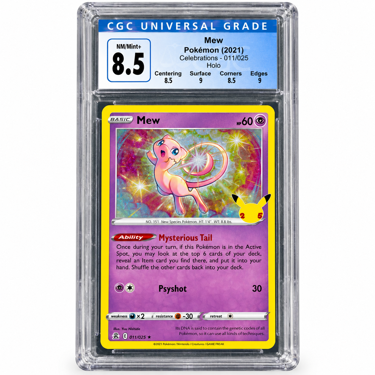 CGC 8.5 Mew 011/025 Holo Celebrations 2021 Pokémon Card