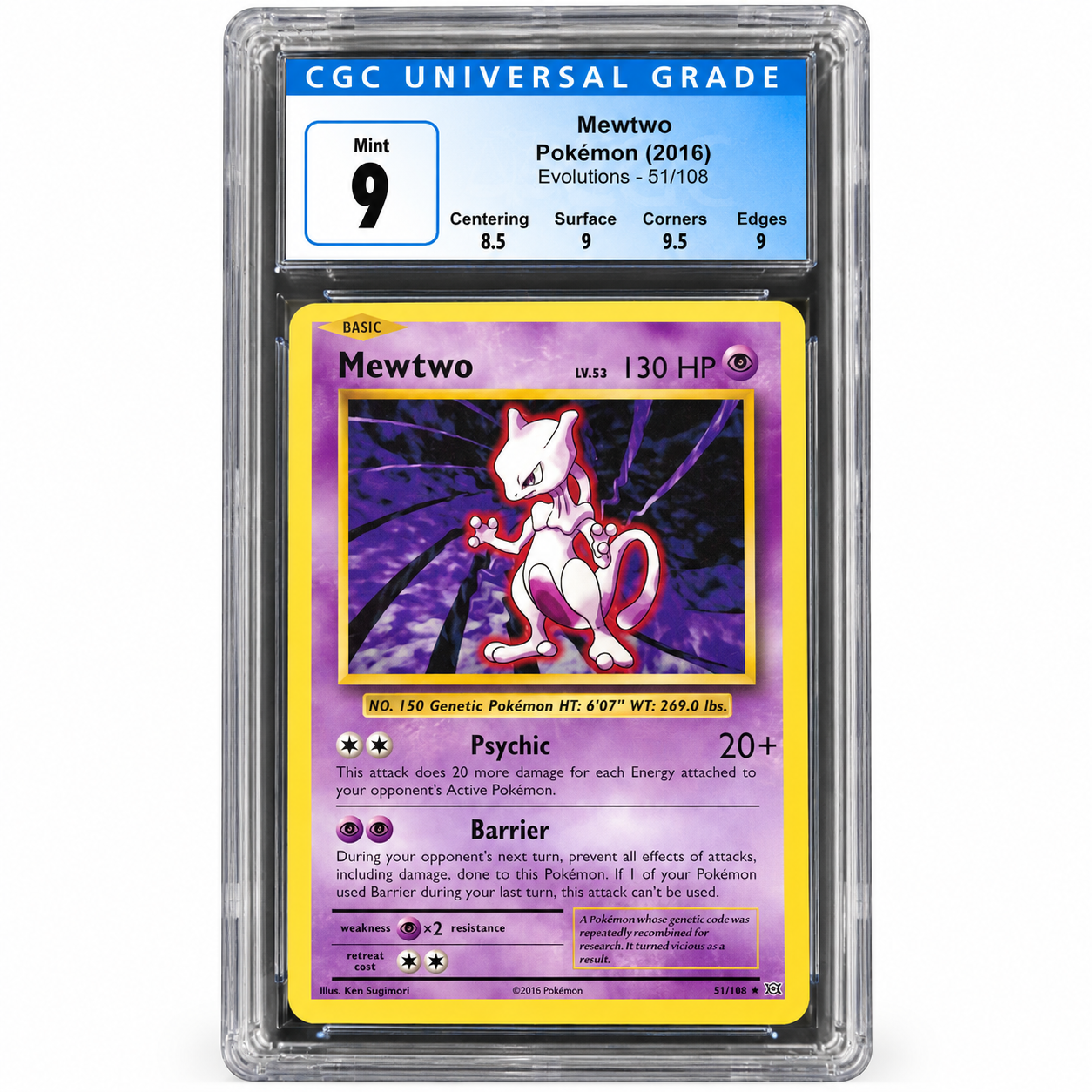 CGC 9 Mewtwo 51/108 Evolutions 2016 Pokémon Card