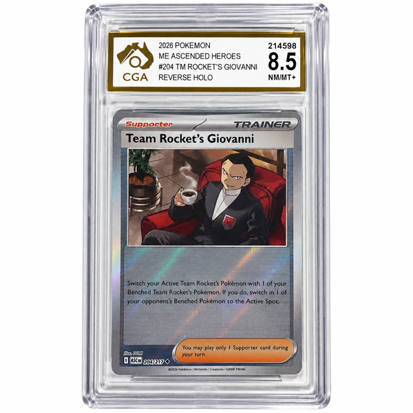 Pokémon Team Rocket’s Giovanni #204/217 Ascended Heroes Reverse Holo CGA 8.5 NM/MT+