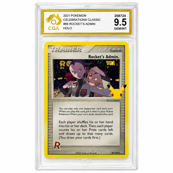 Pokémon Rocket’s Admin #86/109 Holo – Celebrations Classic Collection – CGA 9.5 Gem Mint