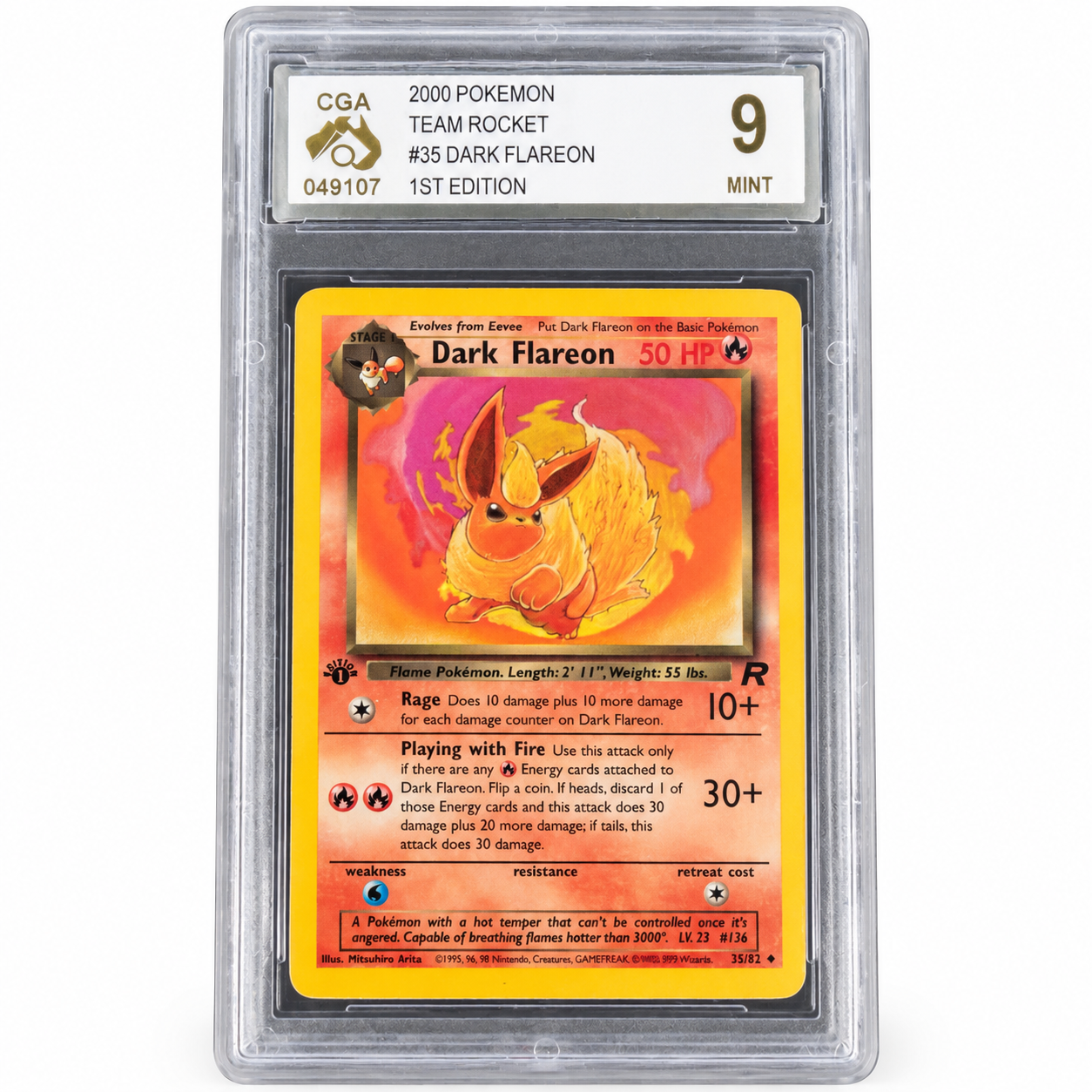 CGA 9 Dark Flareon 35/82 1st Edition Team Rocket 2000 Pokémon Card