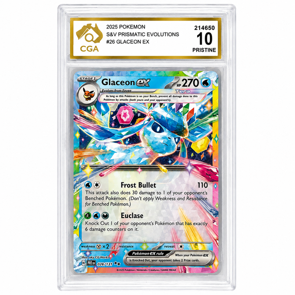 2025 Pokémon Glaceon ex #026/131 Scarlet & Violet – Prismatic Evolutions CGA 10 PRISTINE