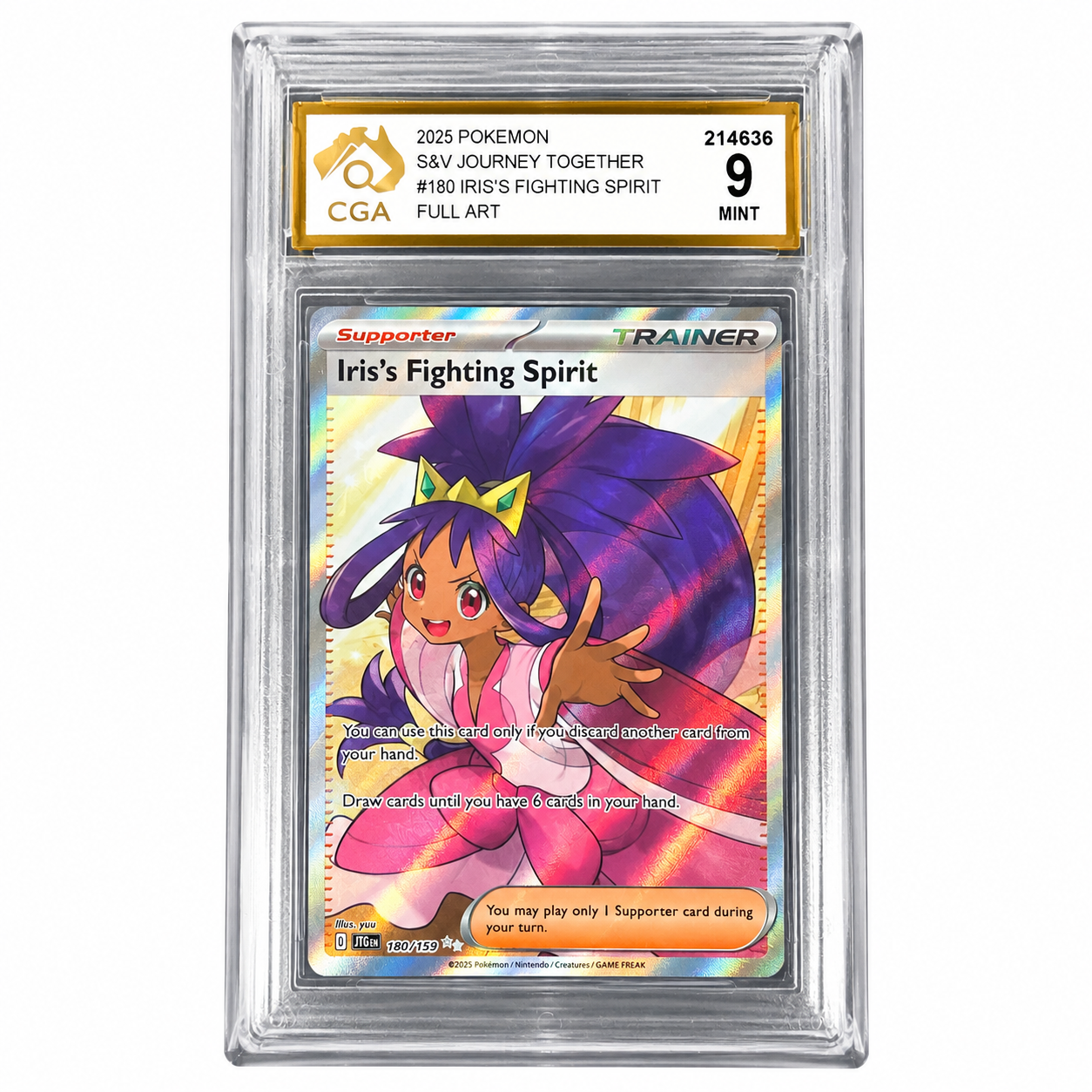 CGA 9 Mint Iris’s Fighting Spirit 180/159 Full Art — Pokémon S&V Journey Together 2025